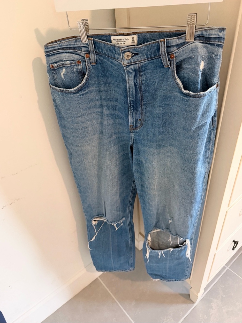 Abercrombie & Fitch Light Blue Distressed Boyfriend Jeans